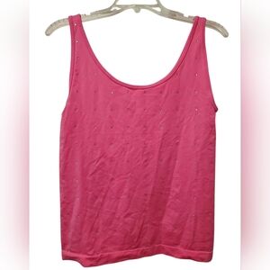 Feathers Pink Embellished Tank Top, One Size